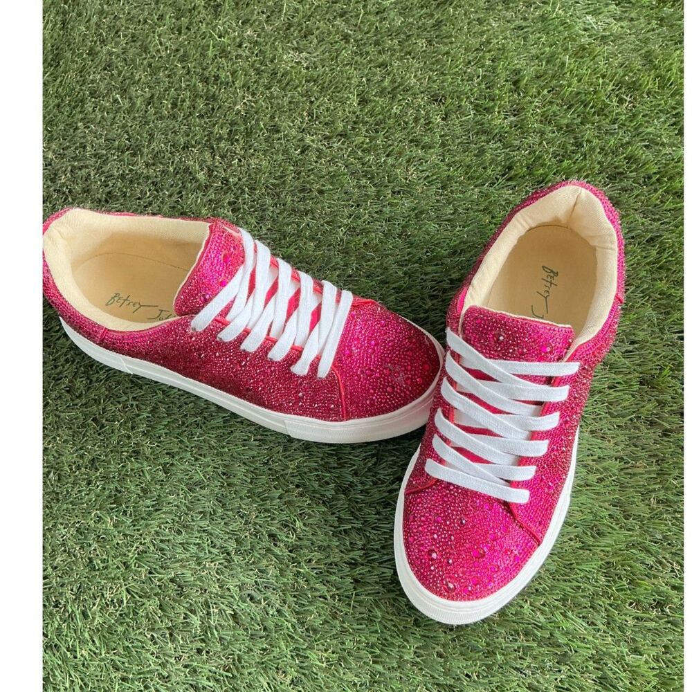 Betsey Johnson Sidny Pink Rhinestone Platform Sneakers Women’s 8.5M